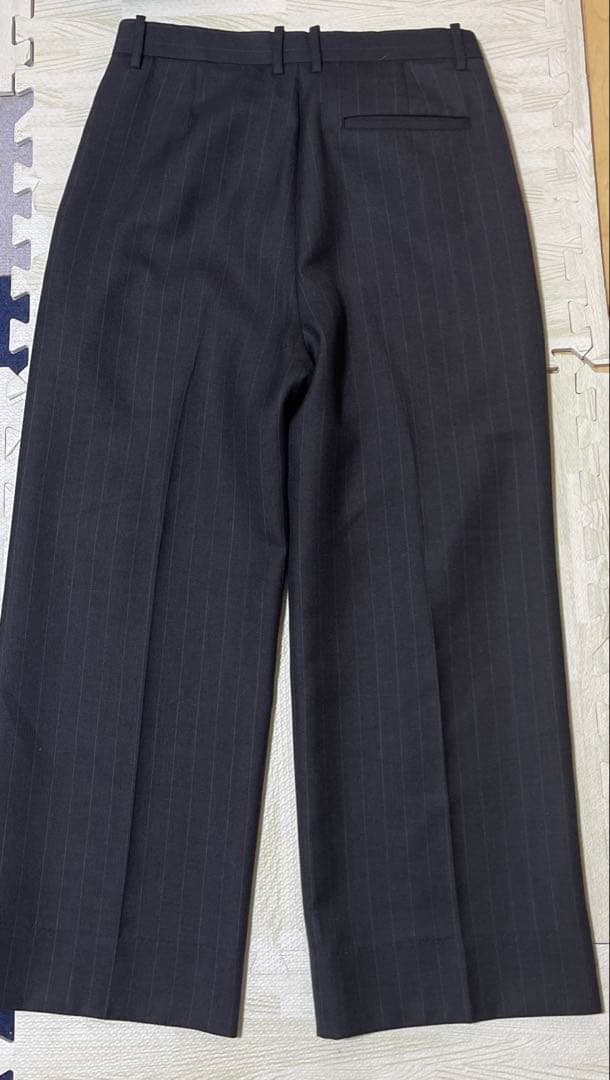 ＜H＞クリア ダブルクロス ワイドスラックス サイズM グレーストライプ