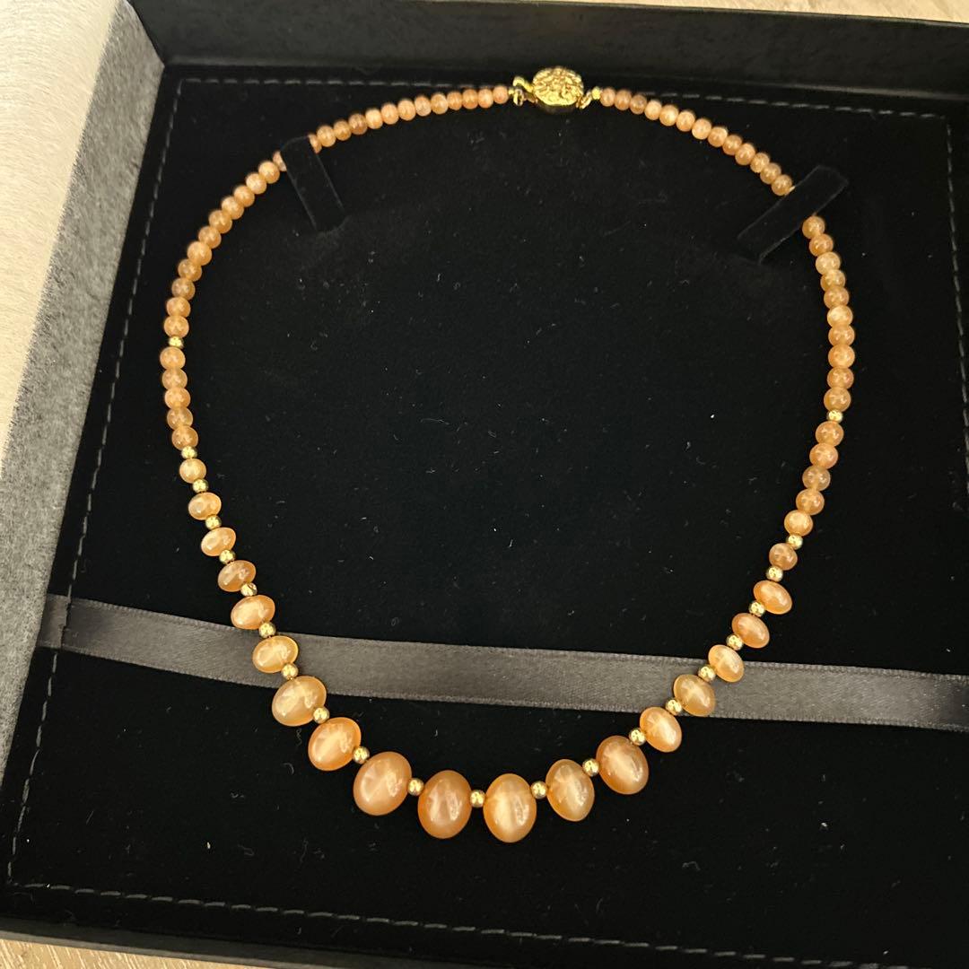 C*n様 天然石　オレンジムーンストーン　ネックレス