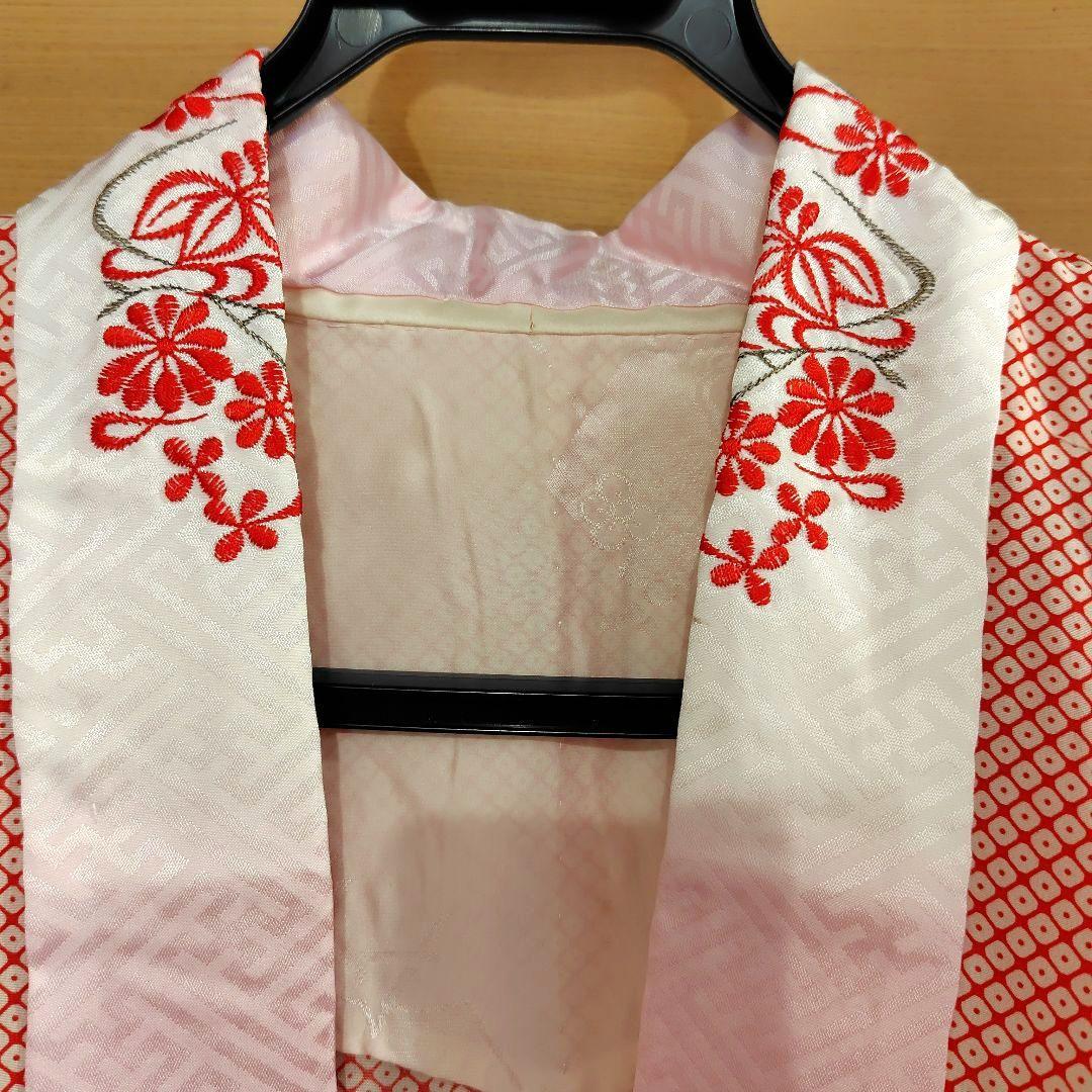 １回使用 7才 七五三 正絹&金刺繍の着物 帯 長襦袢 帯揚 帯板 帯枕 腰紐