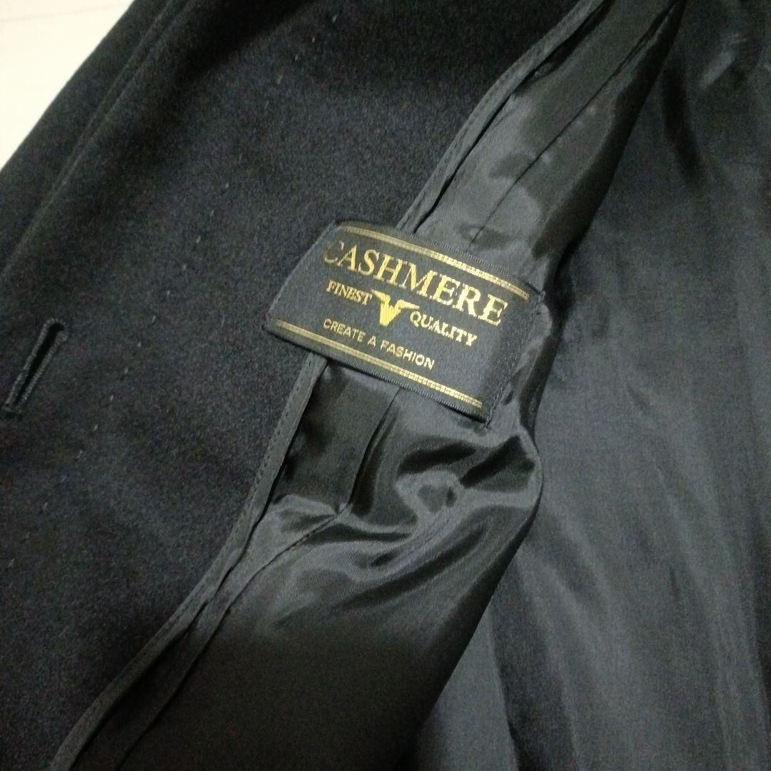 【新品タグ付 】Alama Deux カシミヤ100% ファー付コート M 黒