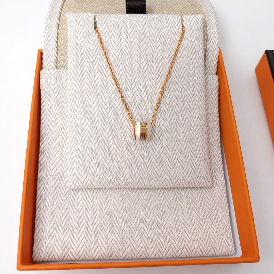HERMES ポップhネックレス　マロングラッセ×ホワイト