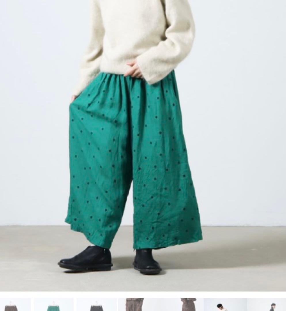 ICHI Antiquites イチアンティークスリネンドットイージーパンツ水玉