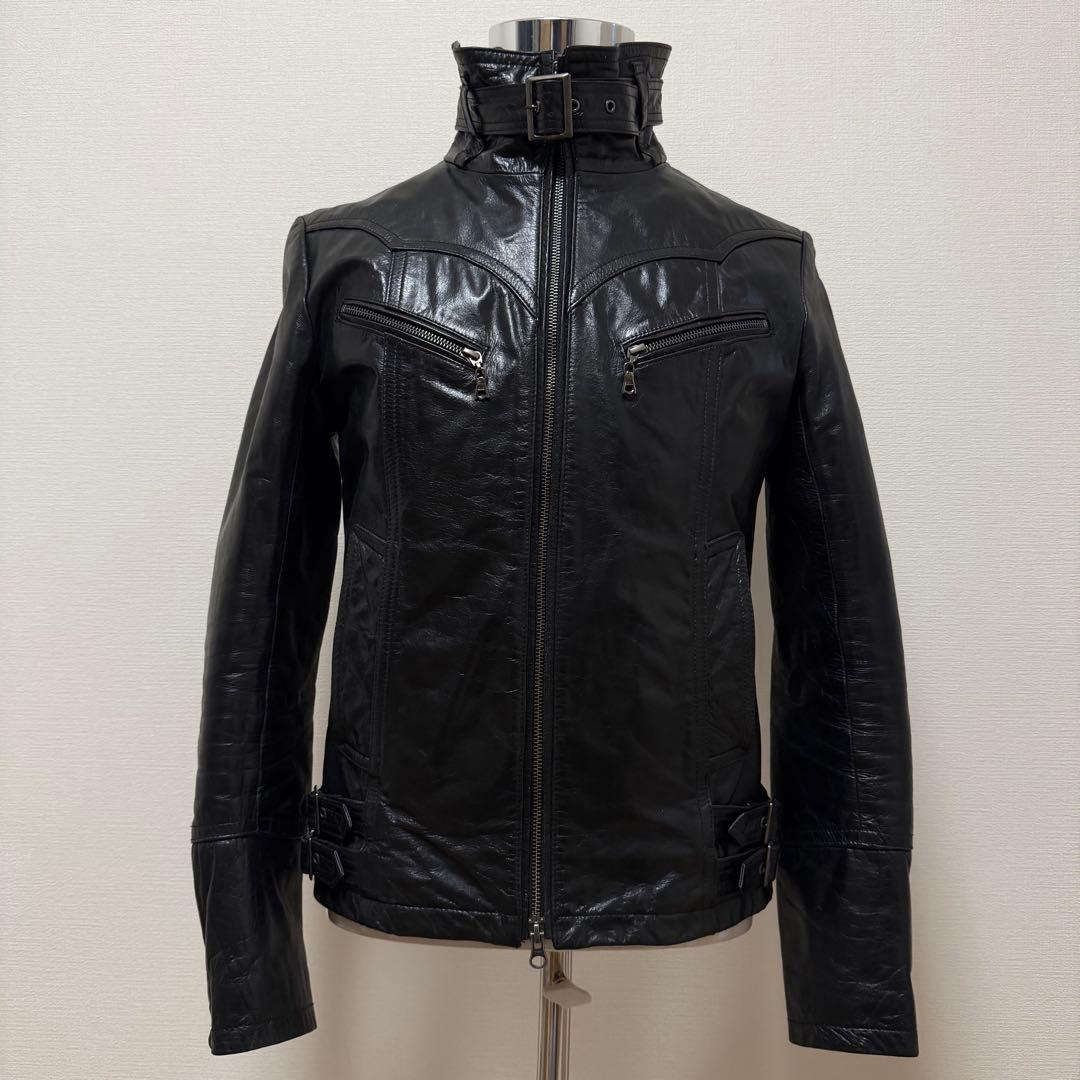 トルネードマート　レザージャケット　シングルライダースジャケット 牛革　黒　L