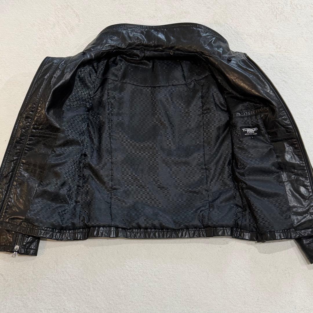 トルネードマート　レザージャケット　シングルライダースジャケット 牛革　黒　L