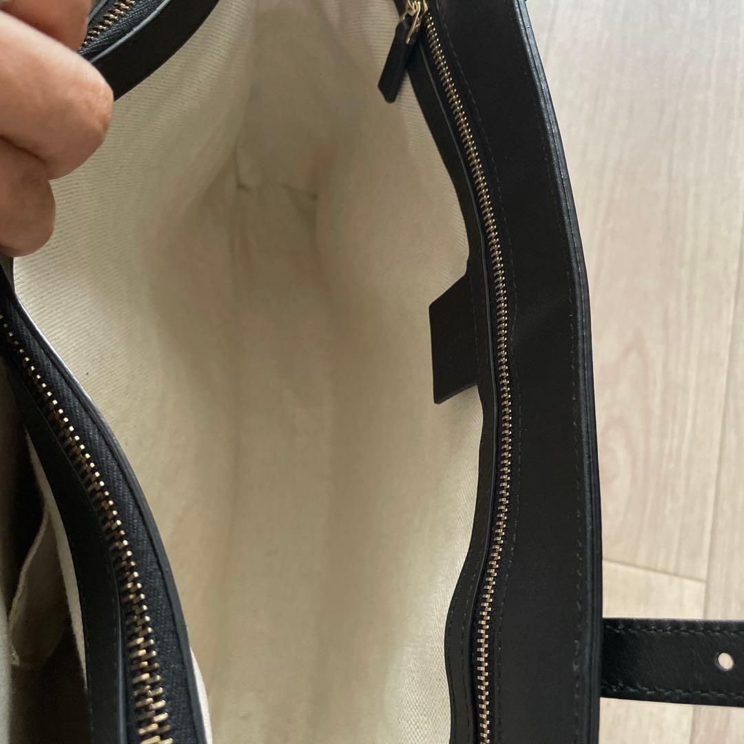 【GUCCI】マイクロGGシマトートバッグ 黒 エナメル