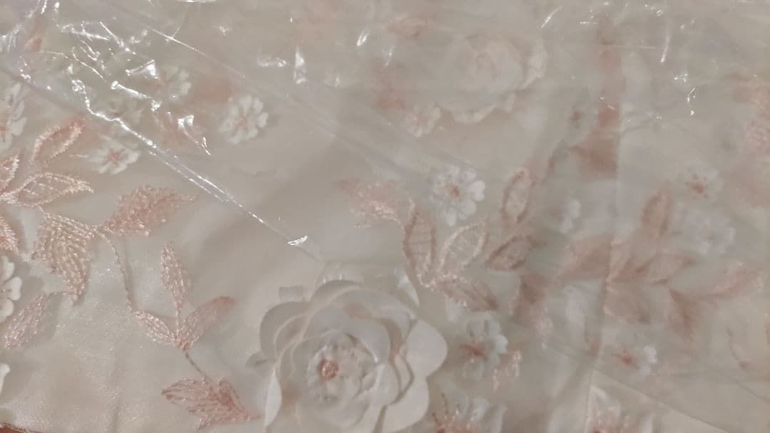 ローブドフルール fm1732 立体フラワーレース袖リボン タイトミニドレス