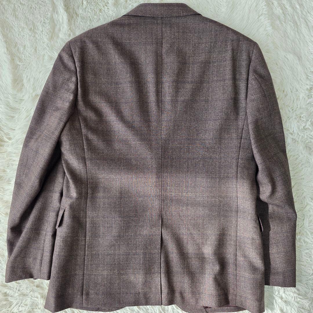 【美品/SUPER 110's】ヒルトン スーツ 3ピース チェック ブラウン系