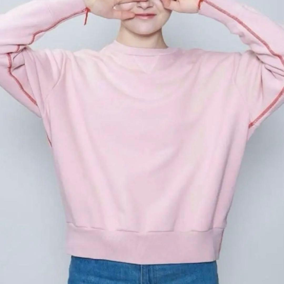 6（roku） カラーステッチクルーネックプルオーバー