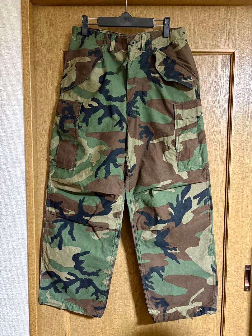 美品 実物 米軍 M-65フィールドカーゴパンツ ウッドランド迷彩 S-R