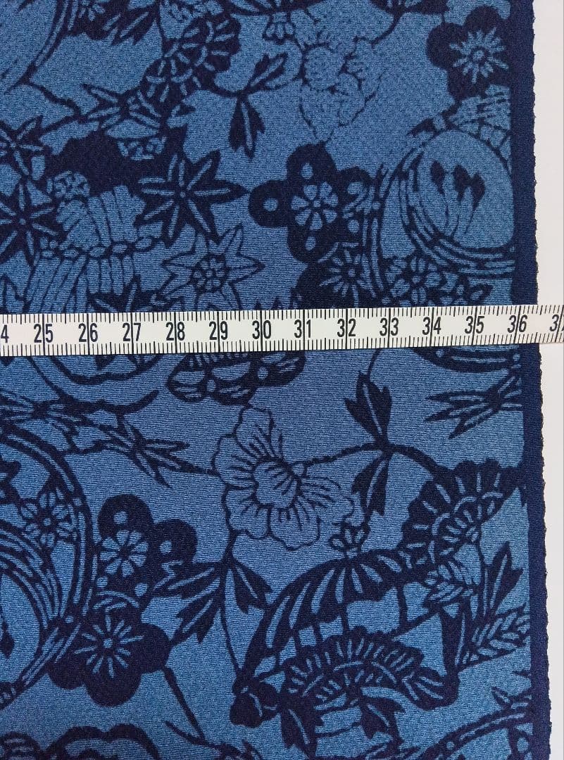 着物反物 伊勢型 阿波藍型 ちりめん 藍染め
