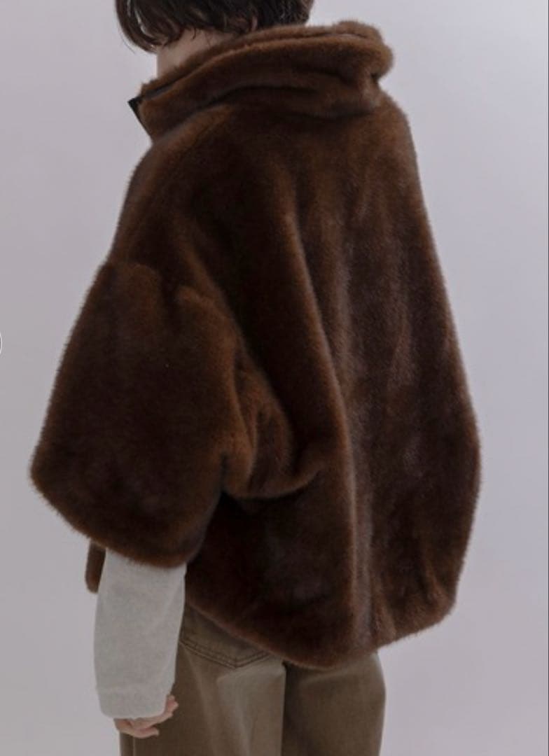 EimeeLawミンクファー スタンドネックショートコート