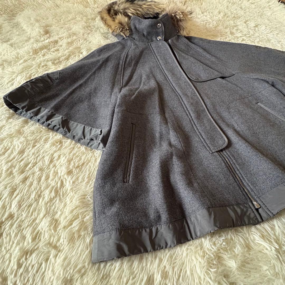 良品✨スポーツマックスコード　ケープコート　3way ファー　オーバーサイズ　L