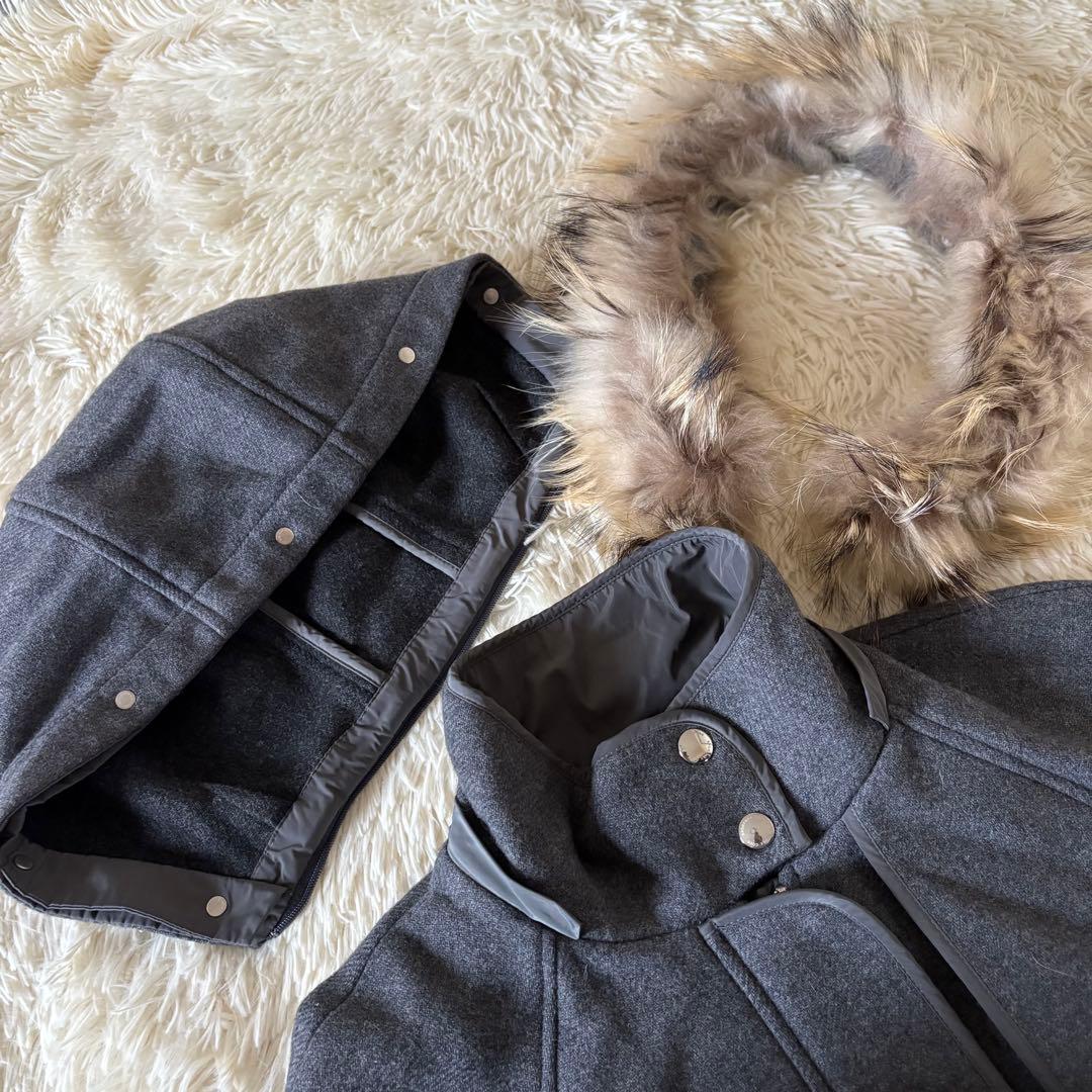 良品✨スポーツマックスコード　ケープコート　3way ファー　オーバーサイズ　L