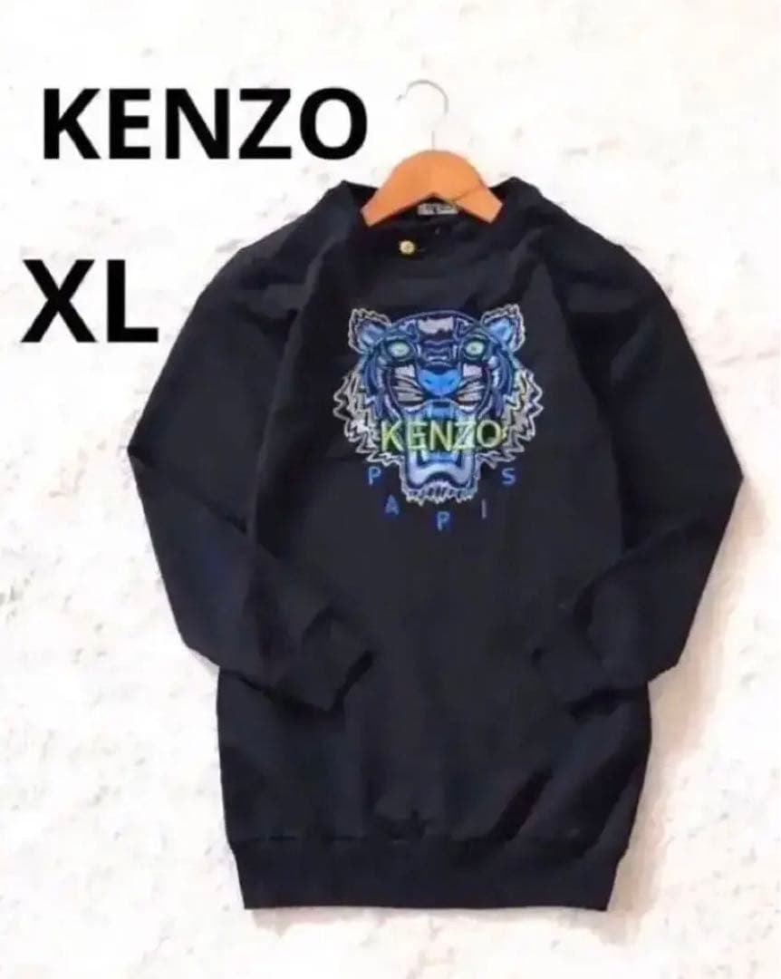 KENZO USA輸入 ドラゴンタイガー刺繍スウェット シャツ ブラックXL