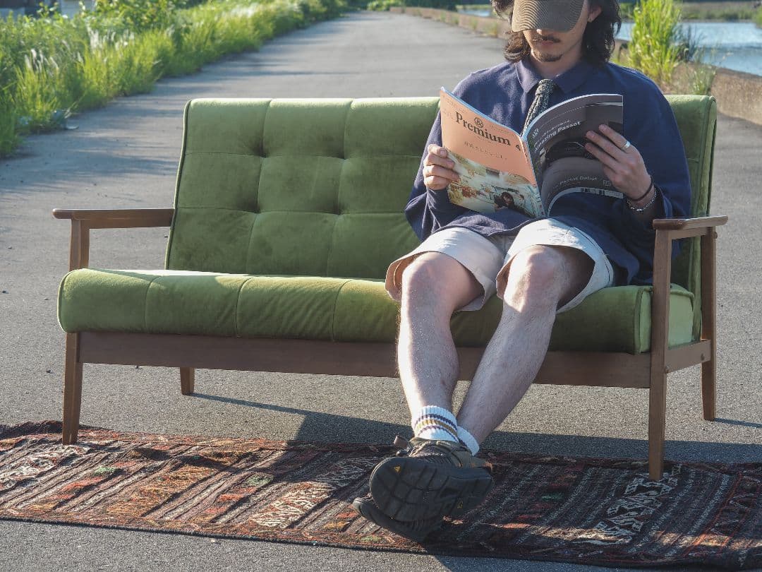 【値引中】モケットグリーン2Pソファ