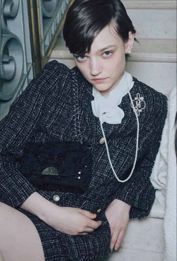 ♡新品同様♡セルフォード♡ノーカラーツイードジャケットコート♡ブラック系