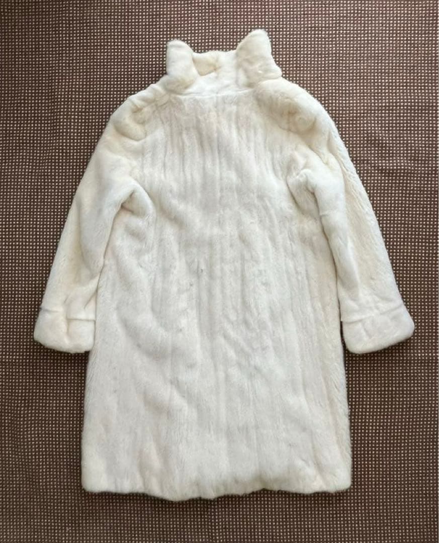 SAGA MINK×HERMES エルメススカーフ ミンクロングコート 白 毛皮