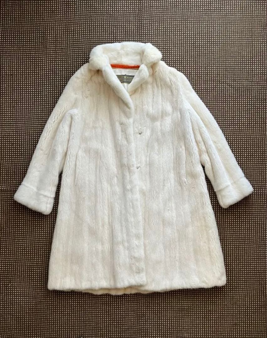 SAGA MINK×HERMES エルメススカーフ ミンクロングコート 白 毛皮