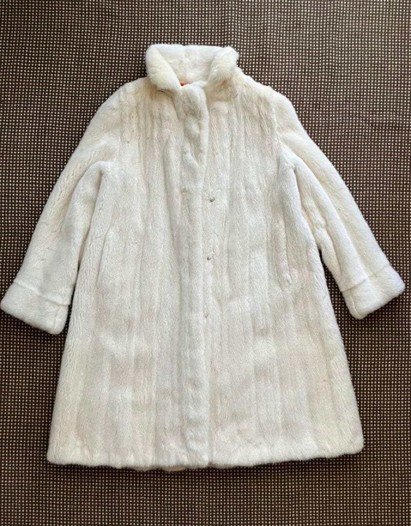 SAGA MINK×HERMES エルメススカーフ ミンクロングコート 白 毛皮