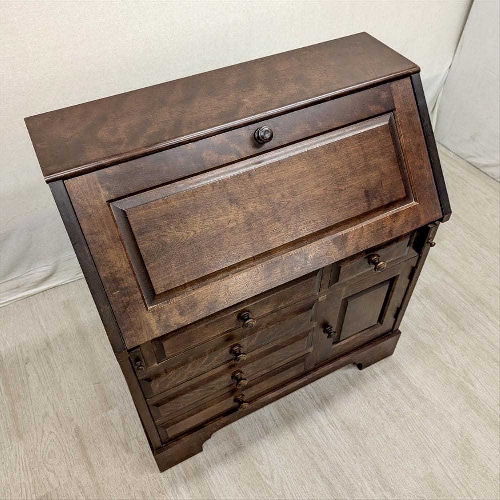 北海道民芸家具　樺 カバ材　無垢　ライティングデスク　ライティングビューロー