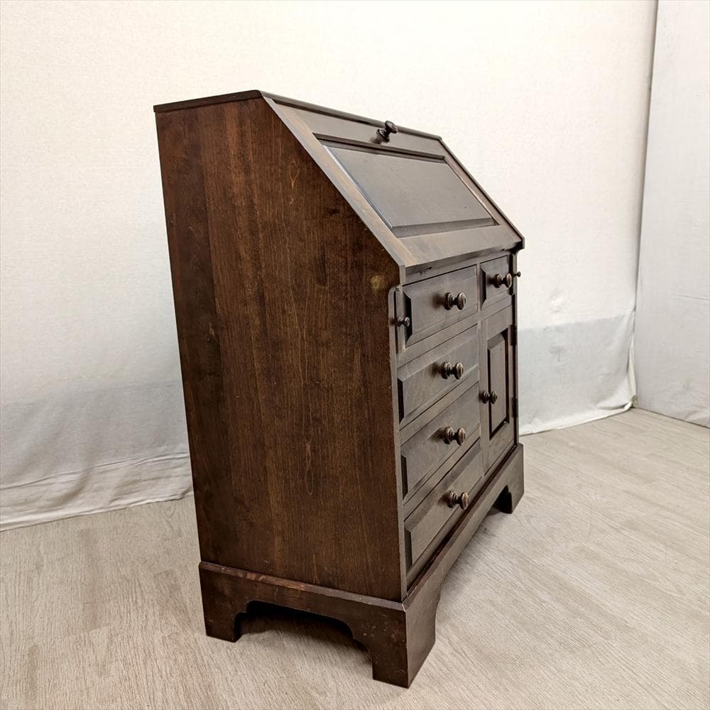 北海道民芸家具　樺 カバ材　無垢　ライティングデスク　ライティングビューロー