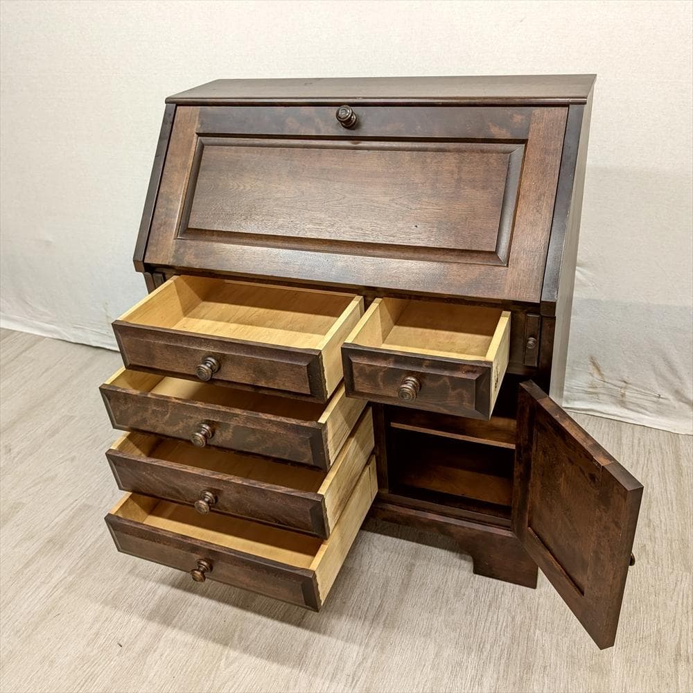 北海道民芸家具　樺 カバ材　無垢　ライティングデスク　ライティングビューロー