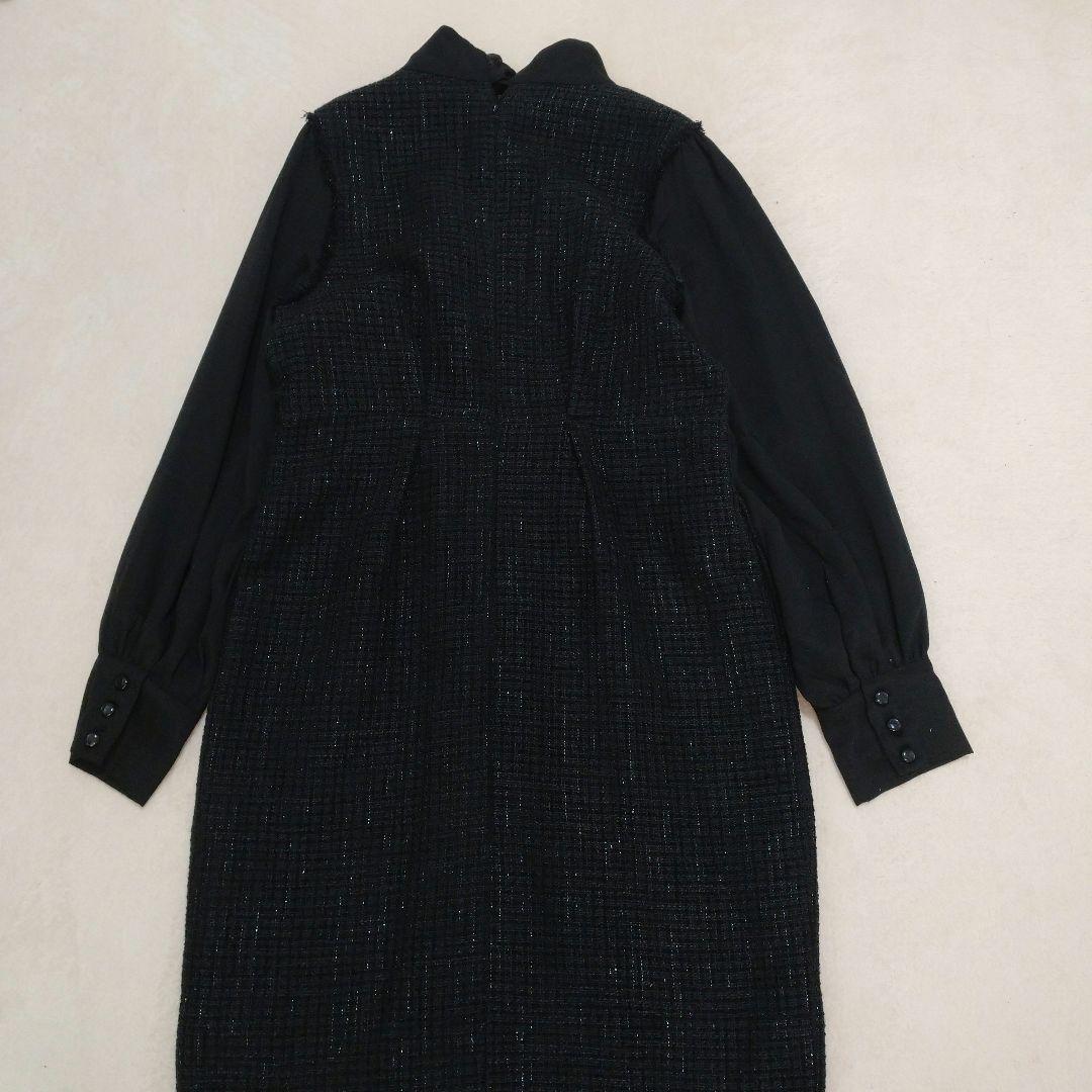 ルイルエブティック ミックスツイードコンビ ロングナローワンピース ドレス ラメ