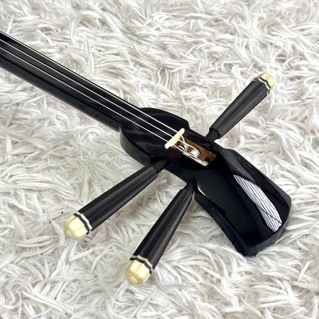 ✨美品✨沖縄三線 三味線 人工革　合皮 ヘビ柄　ソフトケース付 民族楽器 弦楽器