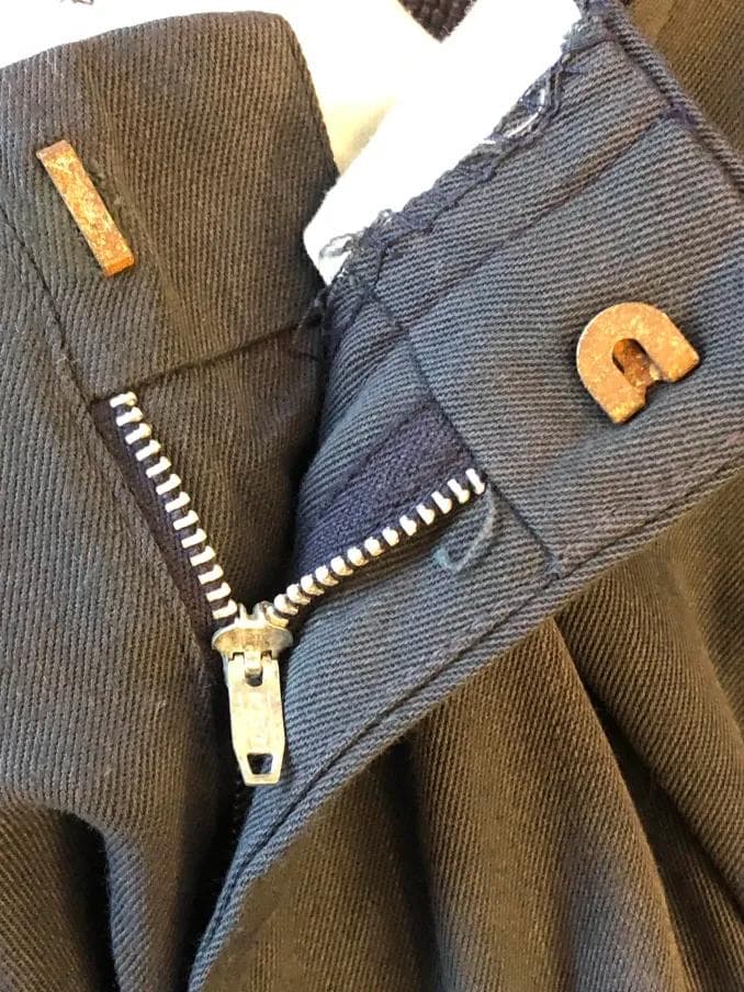 40s 50s 黒に近い青緑 レーヨン ギャバジン スラックス　ヴィンテージ