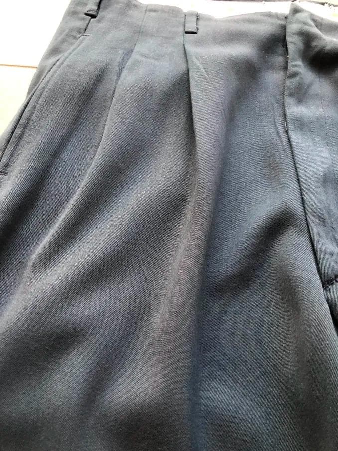 40s 50s 黒に近い青緑 レーヨン ギャバジン スラックス　ヴィンテージ