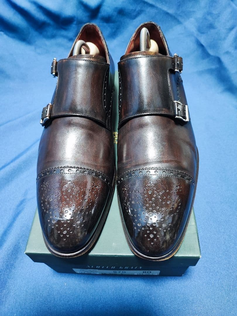マグナーニ　ダークブラウン 　ダブルモンクストラップシューズ