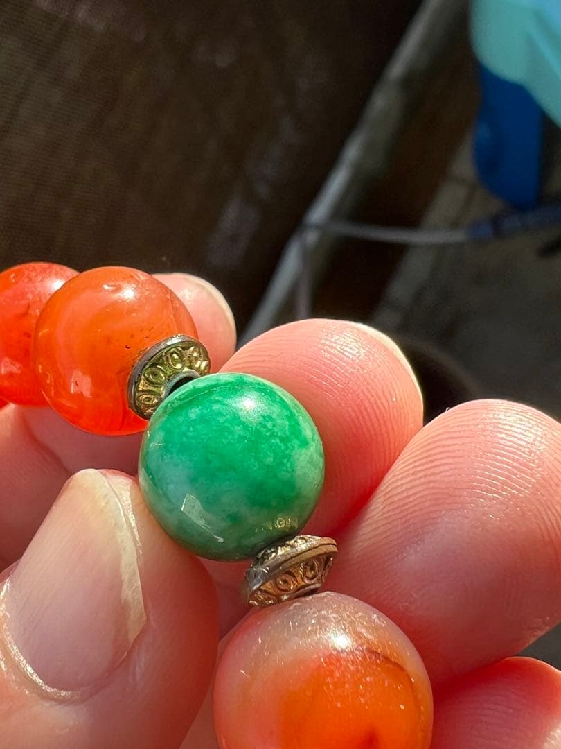 アンティーク瑪瑙と翡翠ブレスレット！男女問わず^_^