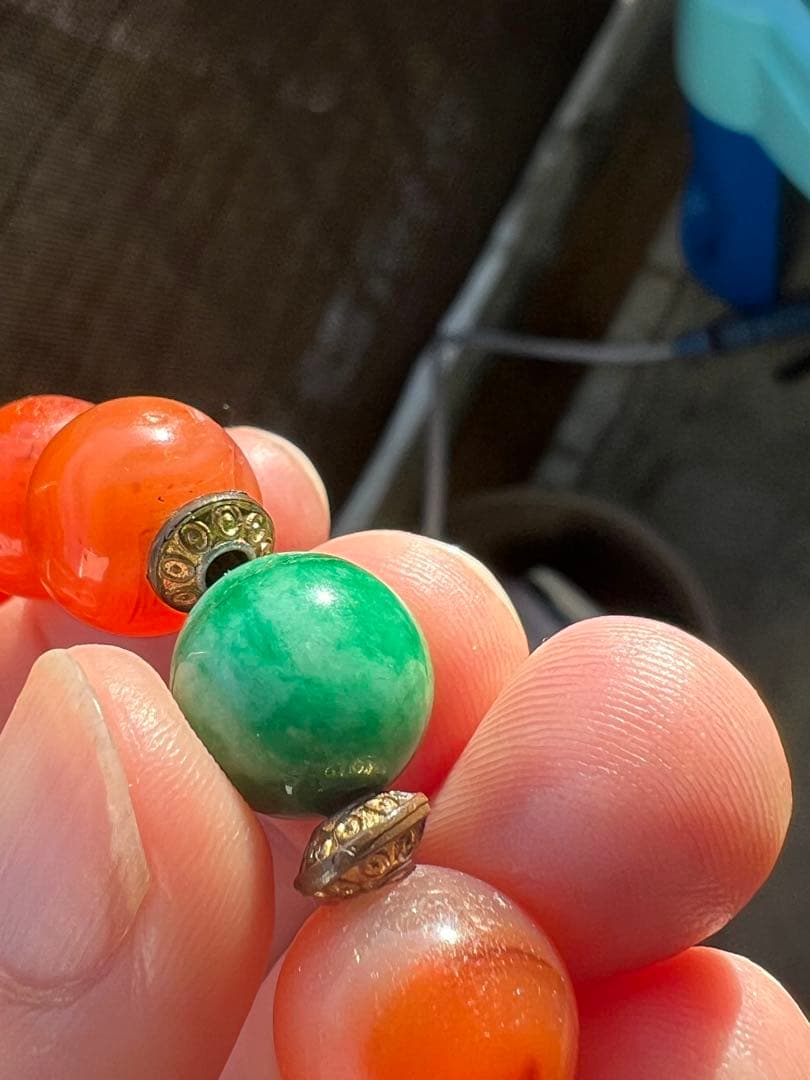 アンティーク瑪瑙と翡翠ブレスレット！男女問わず^_^