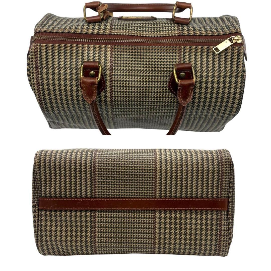 ポロラルフローレン ミニボストンバッグ 2way PVC 千鳥格子柄　ブラウン