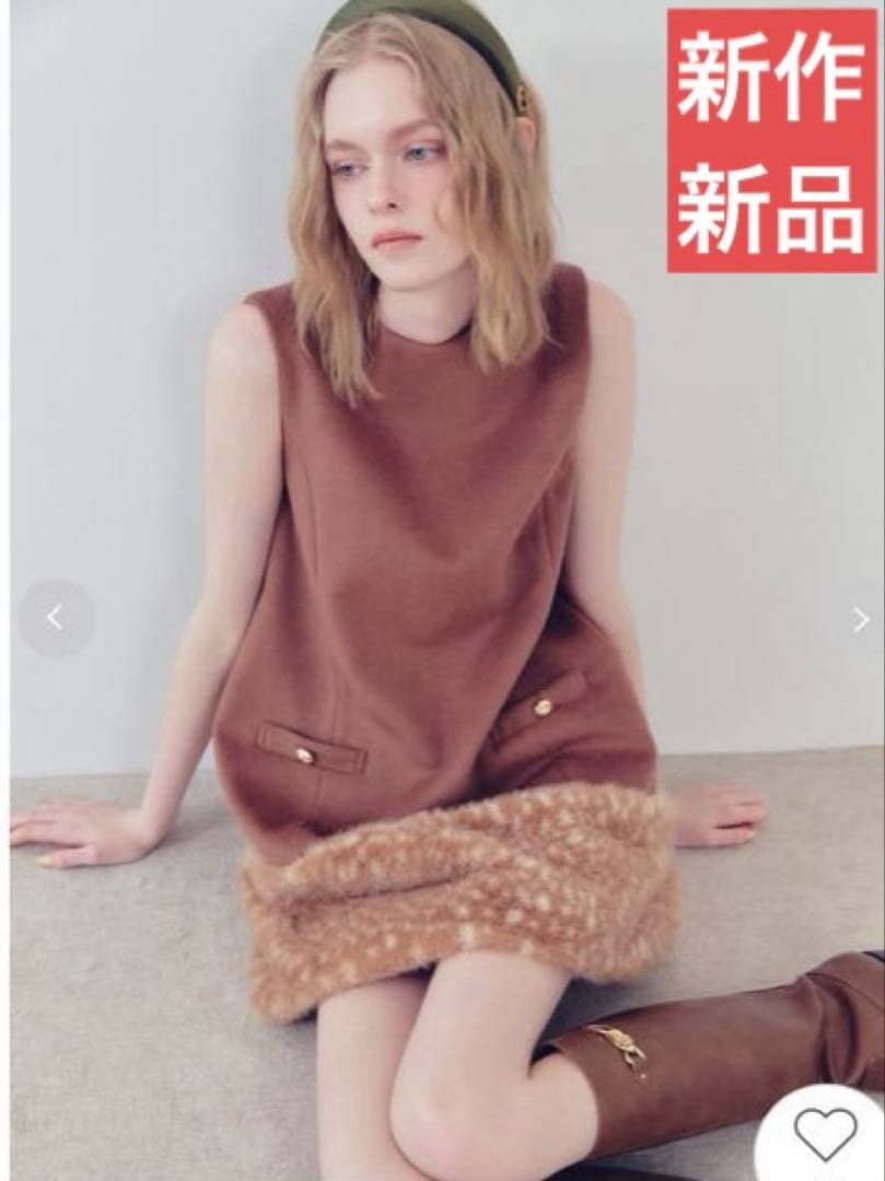 新作新品　完売商品　リリーブラウン♡ファードッキングミニワンピース