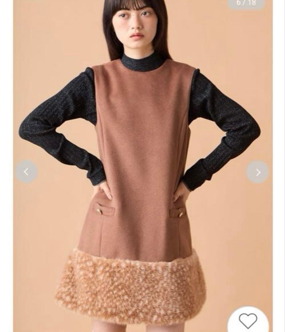 新作新品　完売商品　リリーブラウン♡ファードッキングミニワンピース