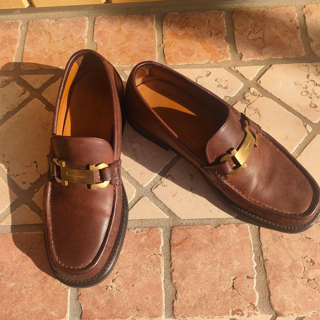 サルヴァトーレ フェラガモ メンズ ローファー レザー ガンチーニ 　24.5