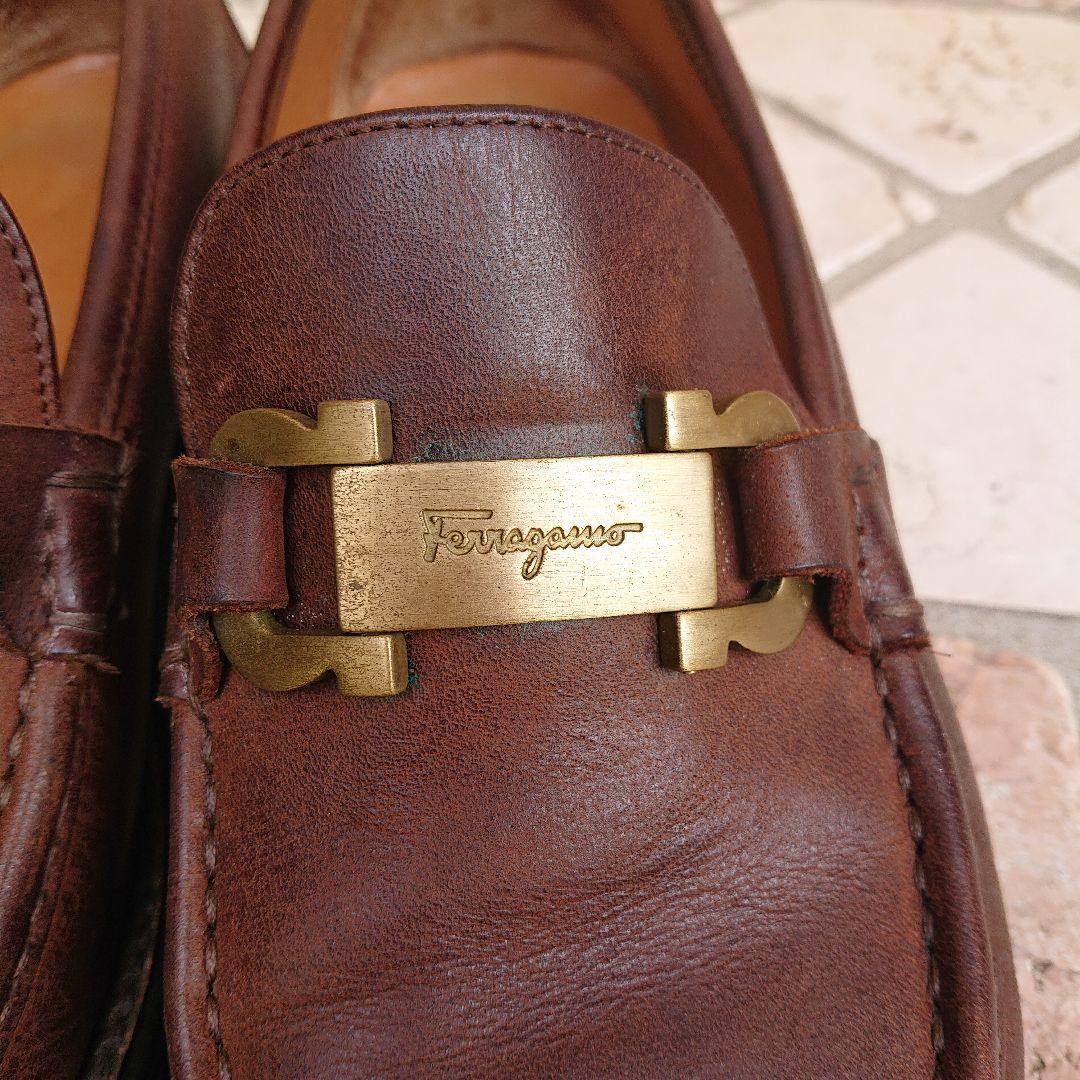 サルヴァトーレ フェラガモ メンズ ローファー レザー ガンチーニ 　24.5
