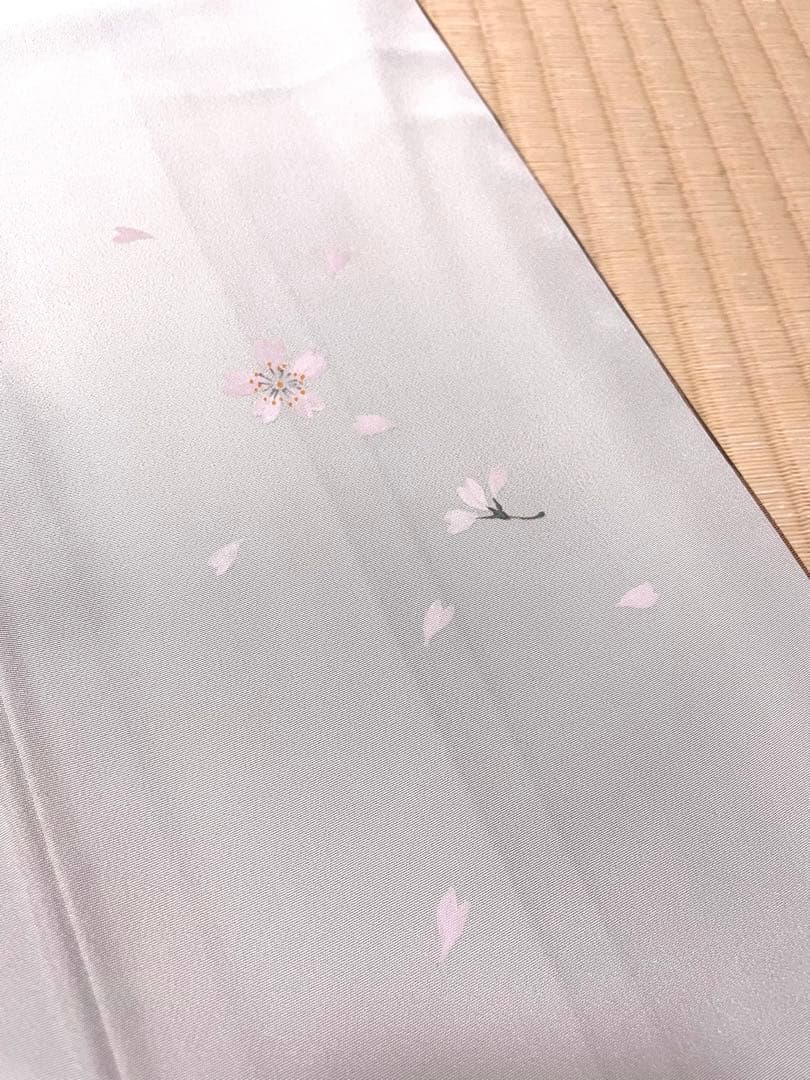 極上 三眠蚕 花唐草の地紋に縞の染め 小紋 残布