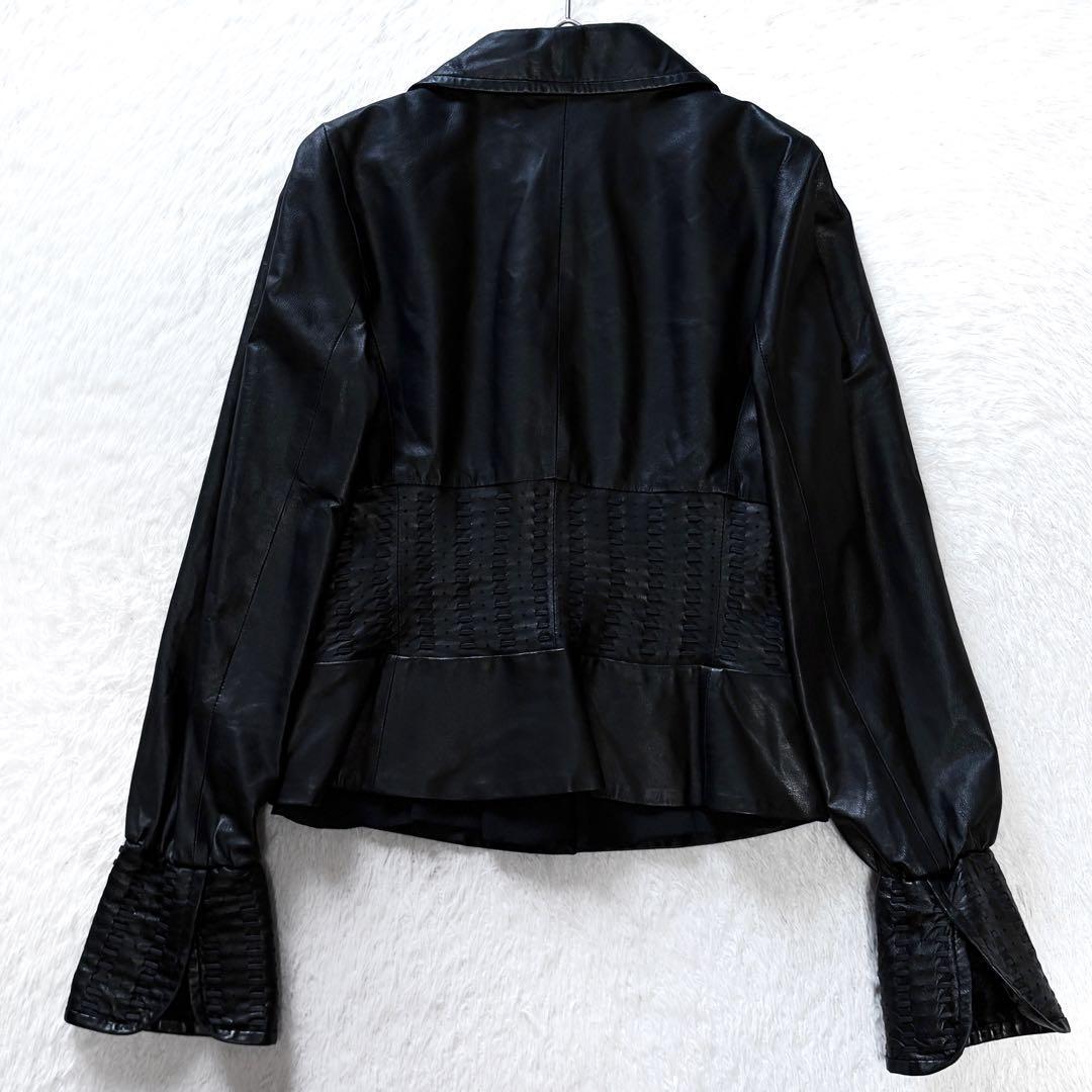 【極美品】スポーツマックス Max Mara ペプラム レザージャケット 短丈