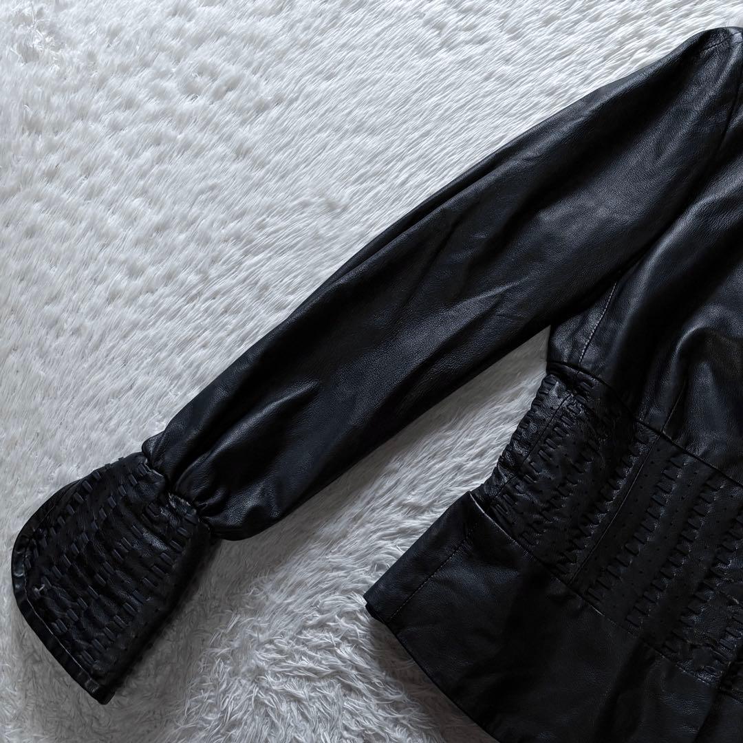 【極美品】スポーツマックス Max Mara ペプラム レザージャケット 短丈