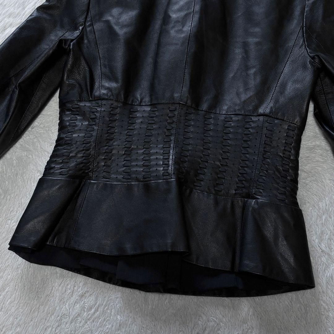 【極美品】スポーツマックス Max Mara ペプラム レザージャケット 短丈