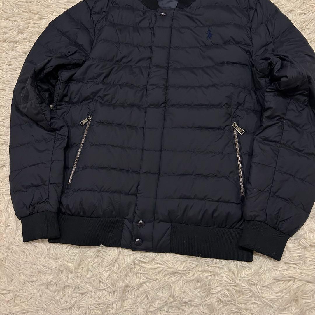 ポロラルフローレン　ダウンジャケット　ポニー刺繍　黒　近年　ロゴジップ　短丈
