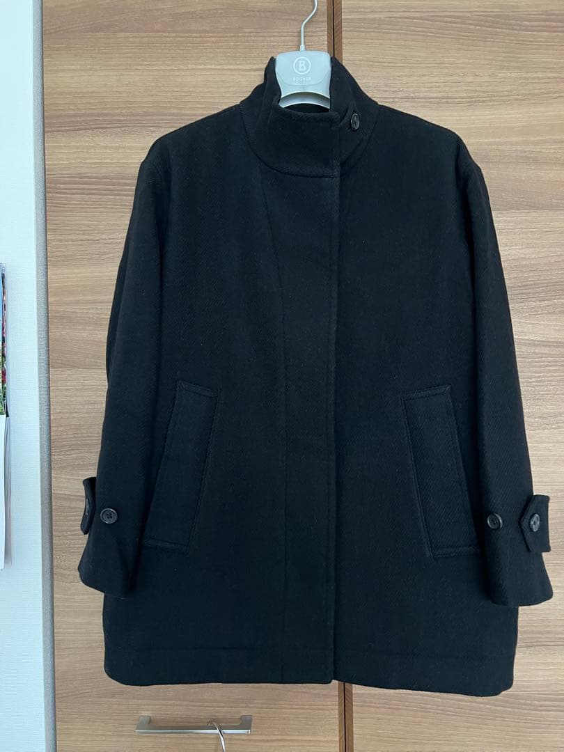 MARGARET HOWELL✨ミルドウールコート　スタンドカラー 黒サイズI