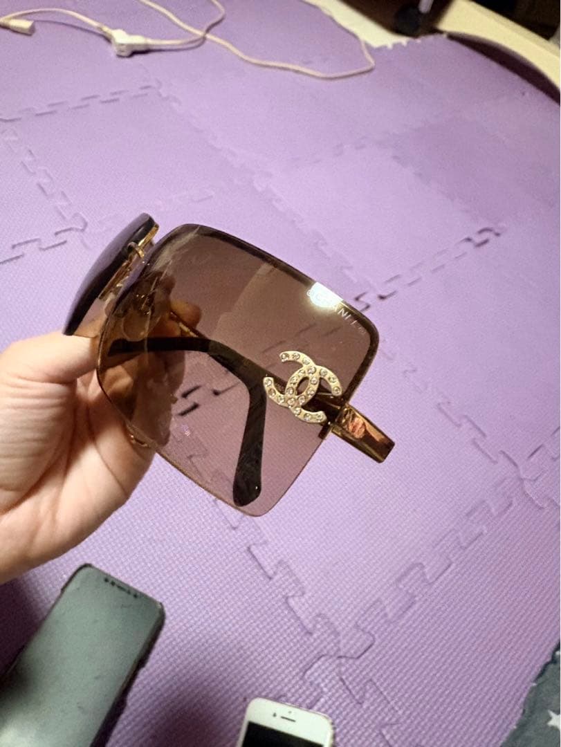 Chanel ブラウン スクエア サングラス