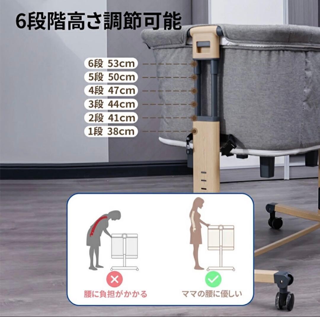 HZDMJ 添い寝ベビーベッド　折りたたみベビーベッド　ベッドサイドベッド