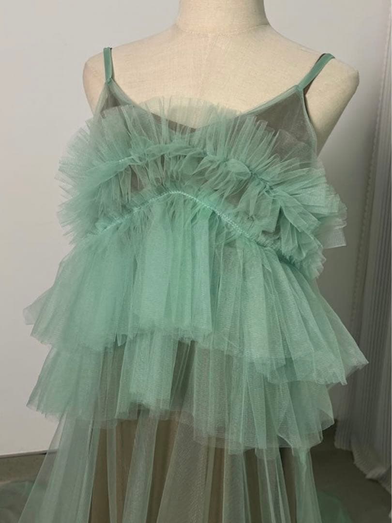 チュール　グリーン　カラードレス　お色直し　前撮り