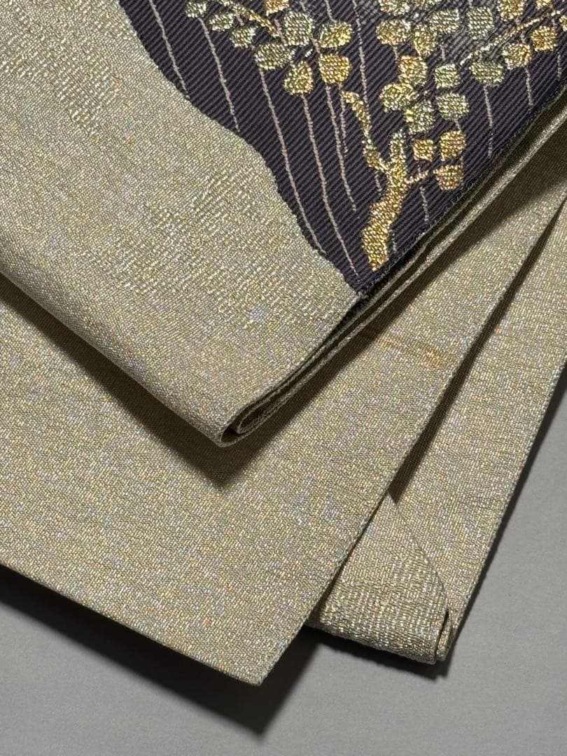 [ペーパームーン] 名古屋帯　正絹　お太鼓柄　銀　訪問着　付け下げ