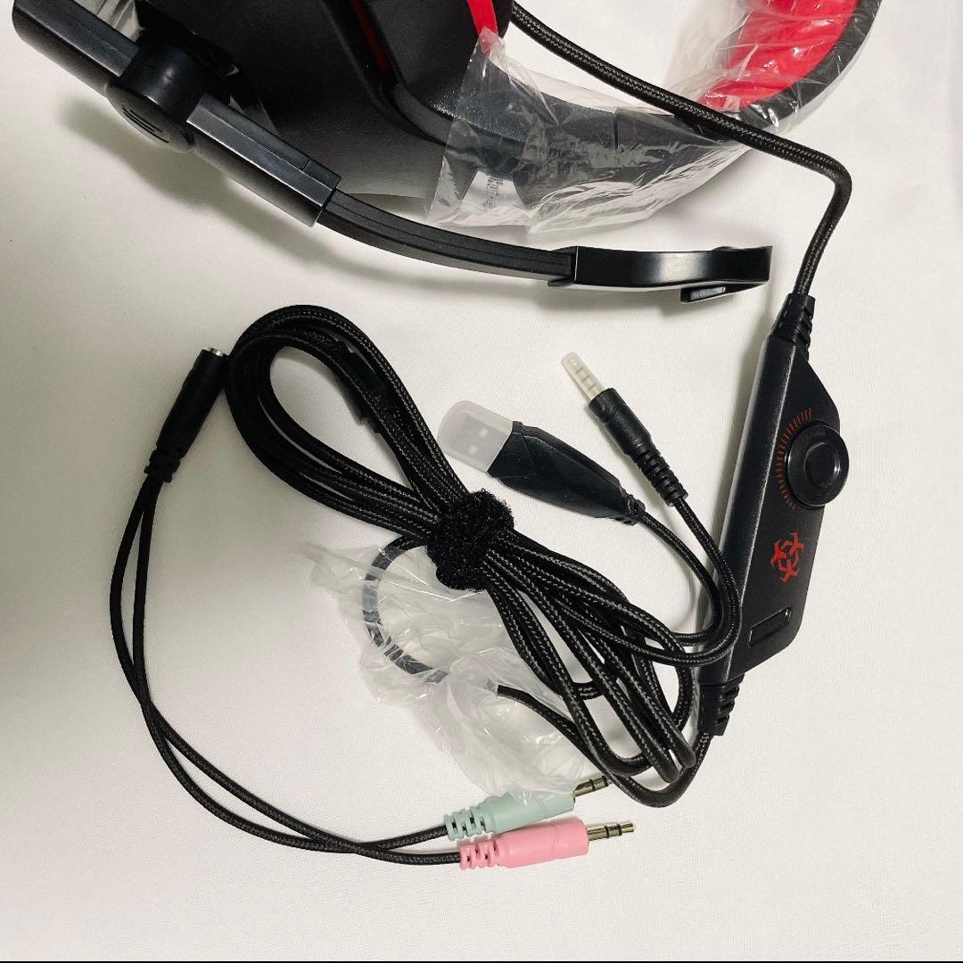 Hunterspiderゲーミングヘッドセットps 重低音強化 LEDマイク付き