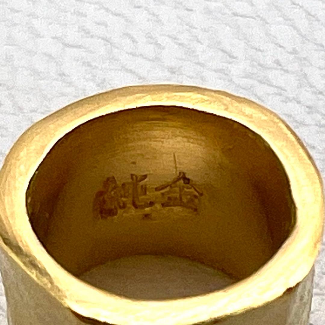 K24純金 パイプ　槌目　ペンダントトップ　幅5.7㎜　内経5.3㎜　1.78g